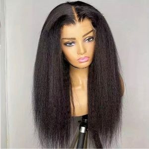 Black Kinky Straight Human Hair Wig